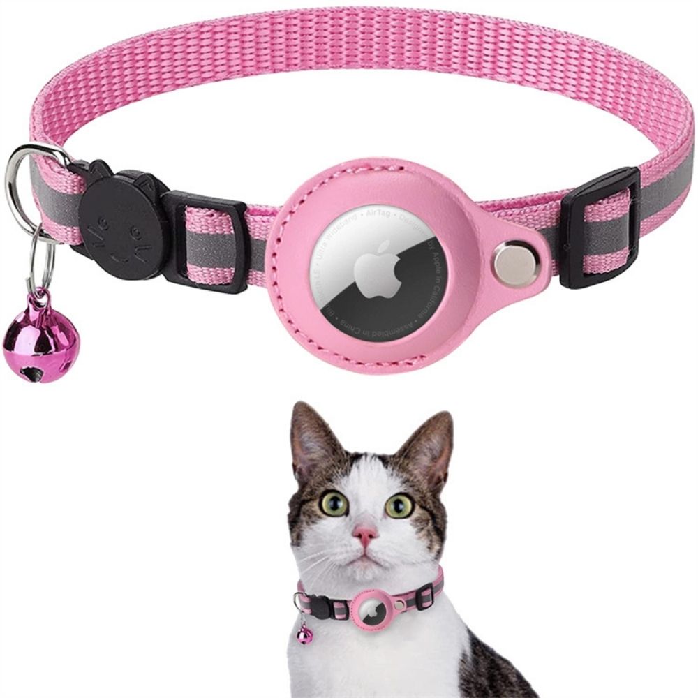 Reflective Cat Collar with GPS Tracker Holder and Bell