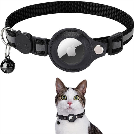 Reflective Cat Collar with GPS Tracker Holder and Bell