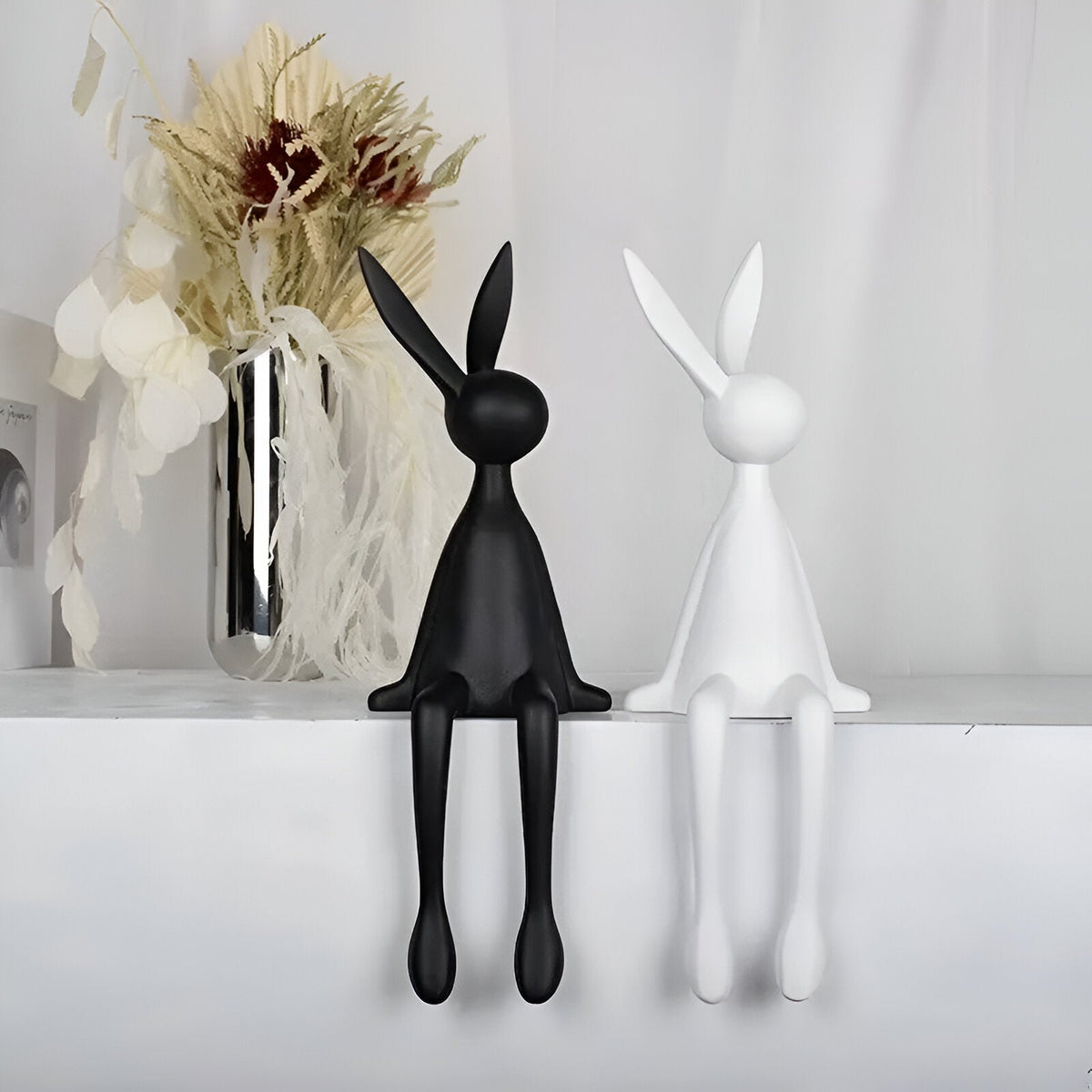 ResinLux Modern Easter Bunny Decor Sitting Rabbit Ornament for Stylish Home Display