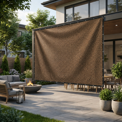 Retractable Side Shade Panel with Reinforced Edges for Outdoor Privacy