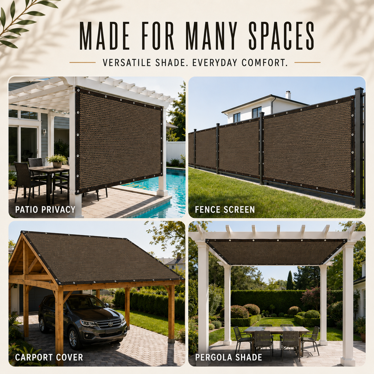Retractable Side Shade Panel with Reinforced Edges for Outdoor Privacy