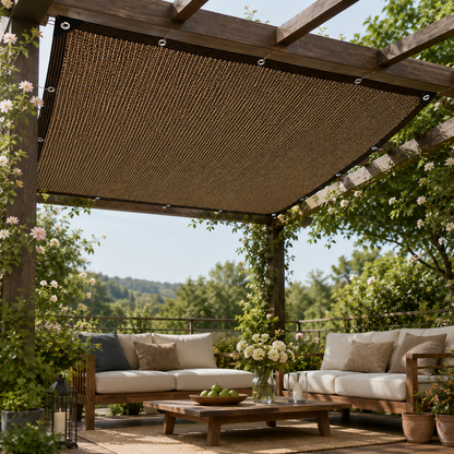 Retractable Side Shade Panel with Reinforced Edges for Outdoor Privacy