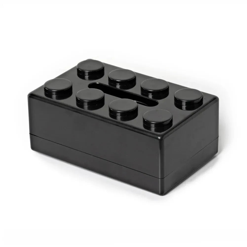 Retro Block Design Tissue Box Cover in ABS Plastic for Living Room Office and Bathroom