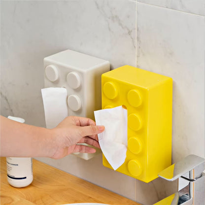 Retro Block Design Tissue Box Cover in ABS Plastic for Living Room Office and Bathroom