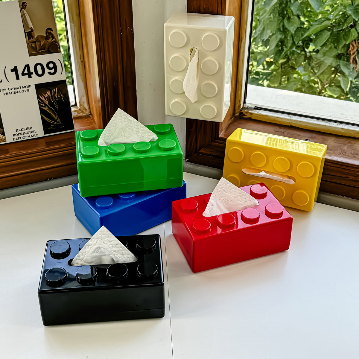 Retro Block Design Tissue Box Cover in ABS Plastic for Living Room Office and Bathroom