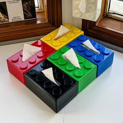 Retro Block Design Tissue Box Cover in ABS Plastic for Living Room Office and Bathroom