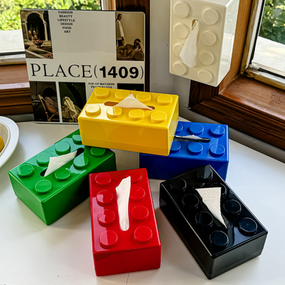 Retro Block Design Tissue Box Cover in ABS Plastic for Living Room Office and Bathroom