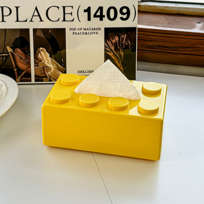 Retro Block Design Tissue Box Cover in ABS Plastic for Living Room Office and Bathroom
