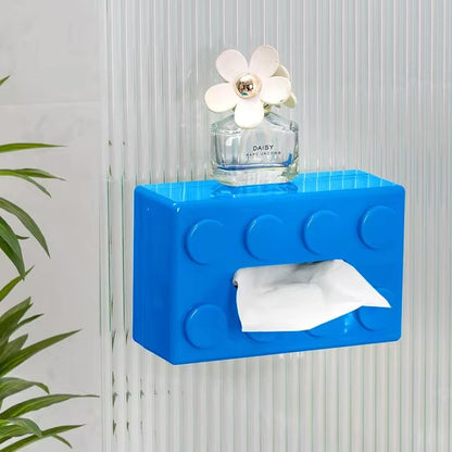 Retro Block Design Tissue Box Cover in ABS Plastic for Living Room Office and Bathroom