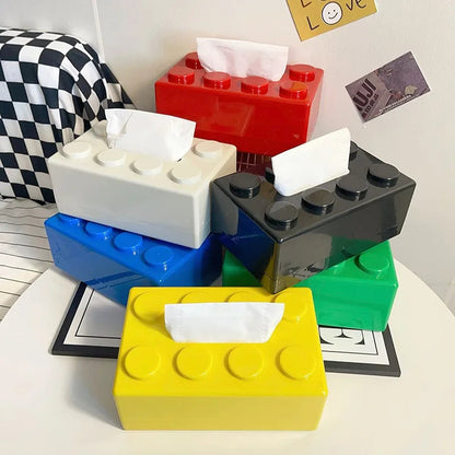 Retro Block Design Tissue Box Cover in ABS Plastic for Living Room Office and Bathroom
