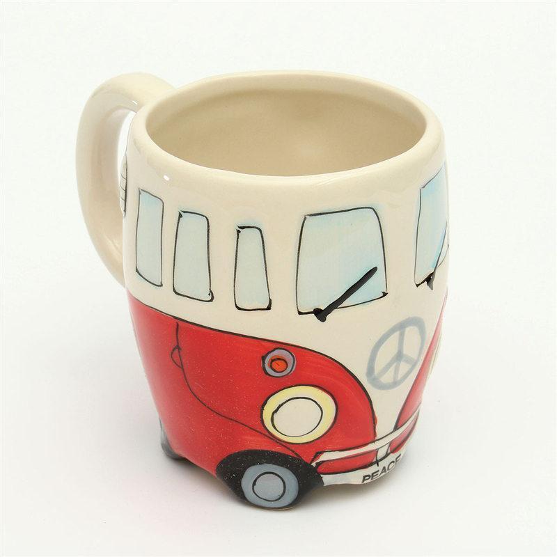 Retro Hippie Bus Ceramic Coffee Mug with Colourful Vintage Design