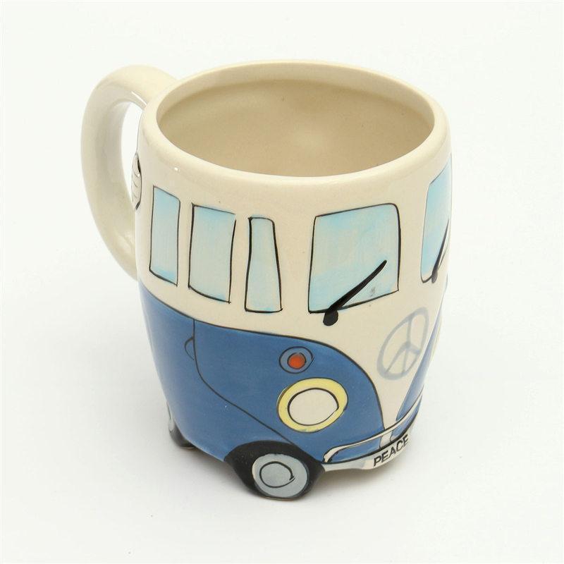 Retro Hippie Bus Ceramic Coffee Mug with Colourful Vintage Design