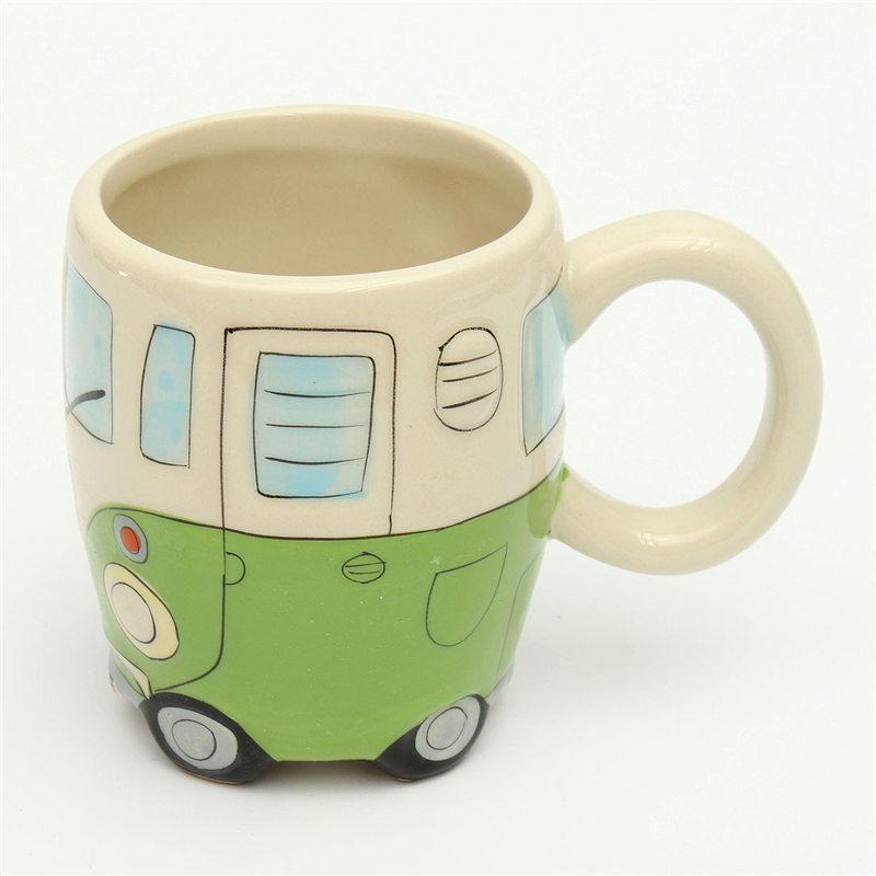 Retro Hippie Bus Ceramic Coffee Mug with Colourful Vintage Design
