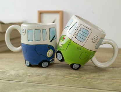 Retro Hippie Bus Ceramic Coffee Mug with Colourful Vintage Design