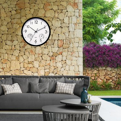 Retro Outdoor Garden Clock with Temperature and Humidity Gauge