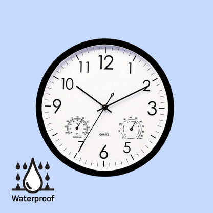 Retro Outdoor Garden Clock with Temperature and Humidity Gauge