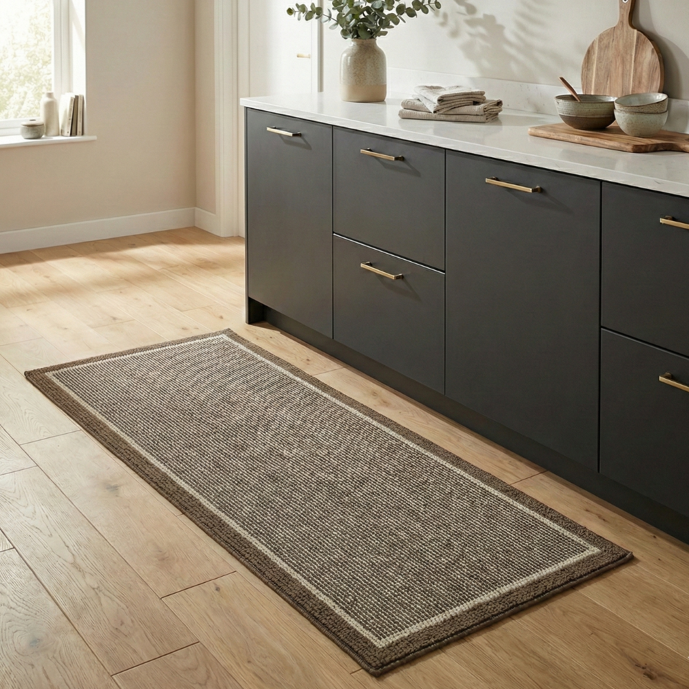 Ribbed Kitchen Floor Mat Set with Washable Non Slip Backing