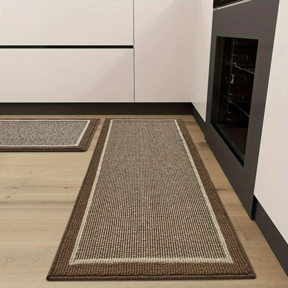 Ribbed Kitchen Floor Mat Set with Washable Non Slip Backing