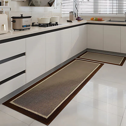 Ribbed Kitchen Floor Mat Set with Washable Non Slip Backing