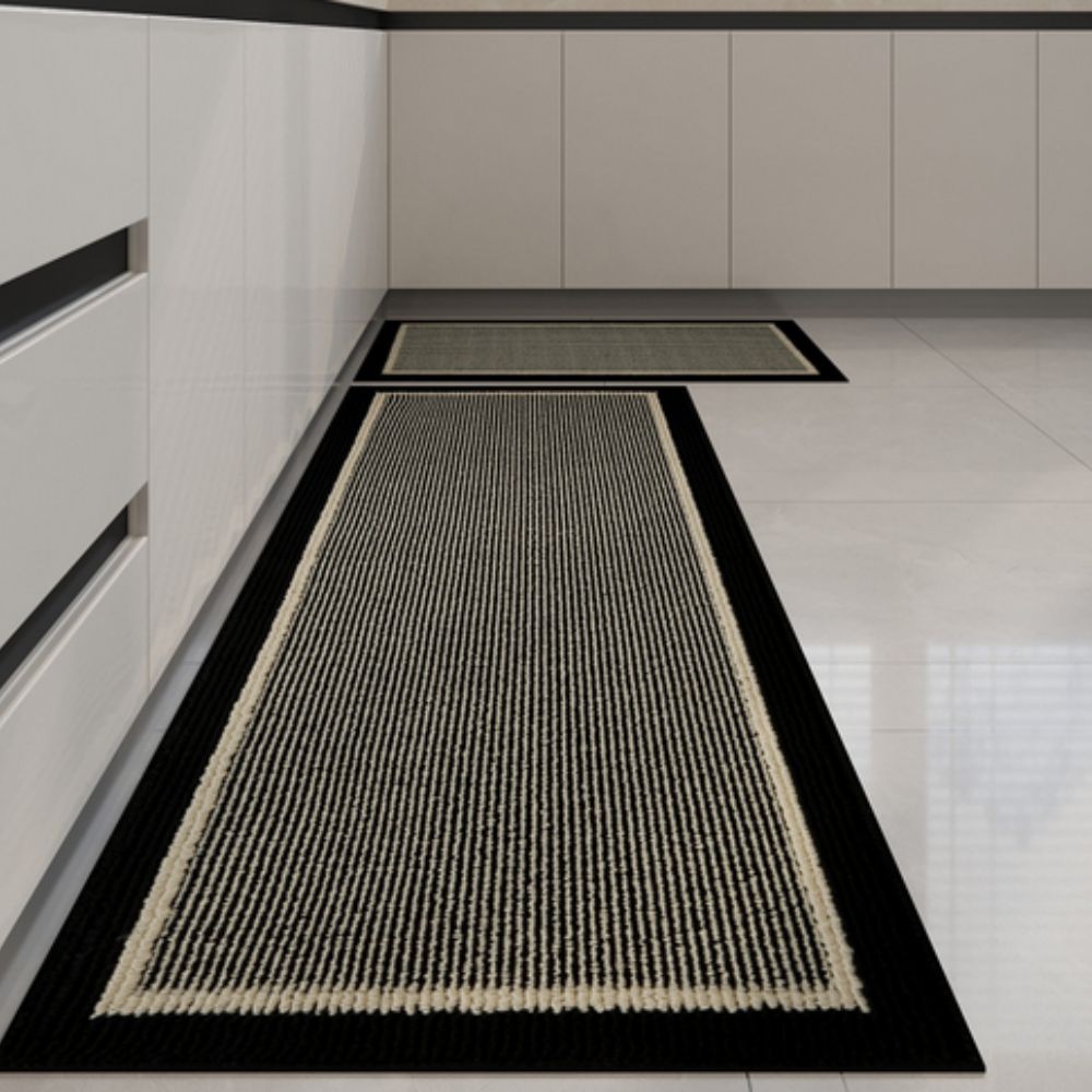 Ribbed Kitchen Floor Mat Set with Washable Non Slip Backing