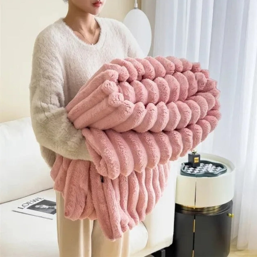 Ribbed Soft Throw Blanket for Warmth, Comfort and Stylish Home Décor