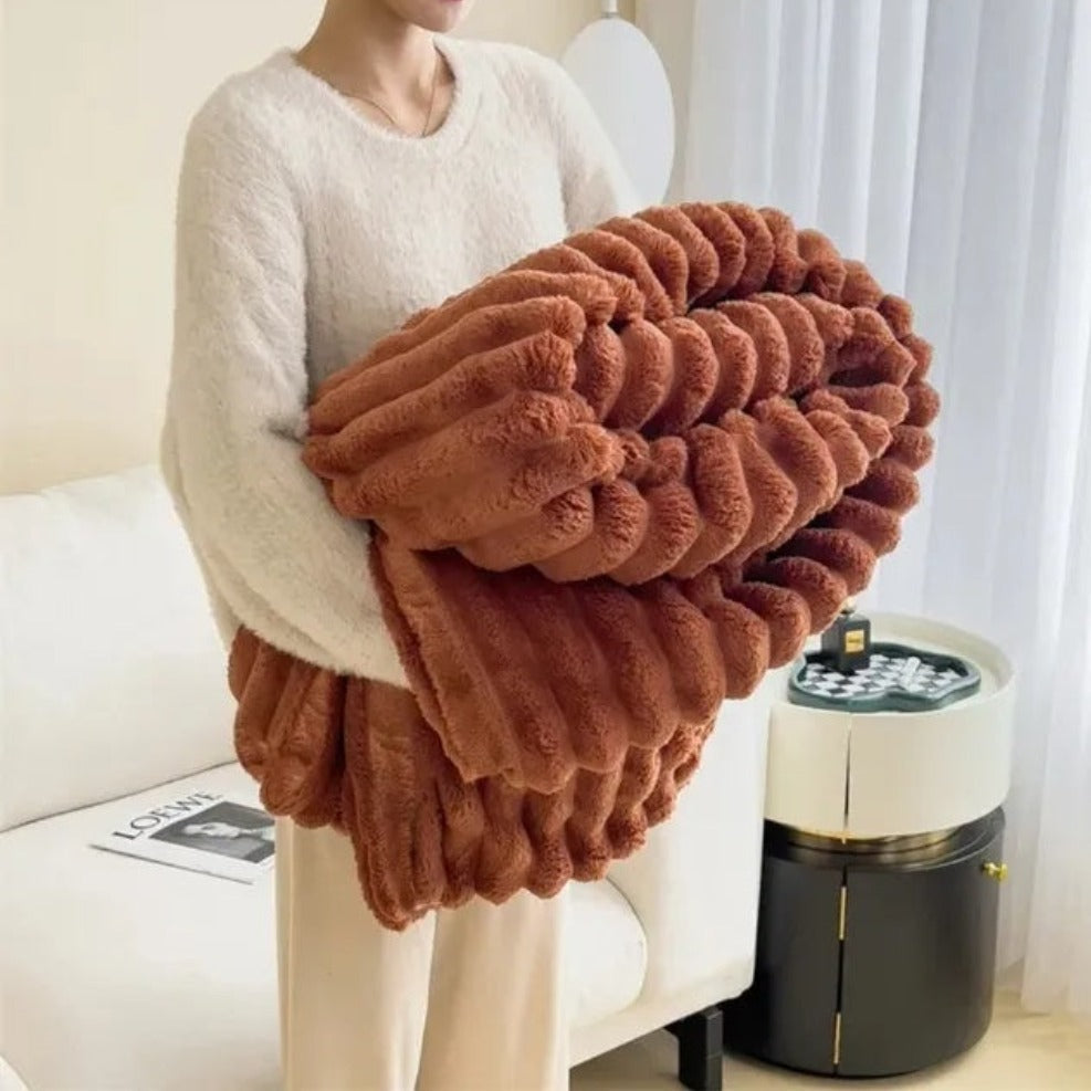 Ribbed Soft Throw Blanket for Warmth, Comfort and Stylish Home Décor