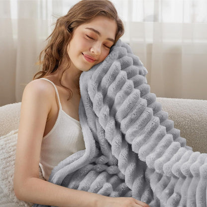 Ribbed Soft Throw Blanket for Warmth, Comfort and Stylish Home Décor