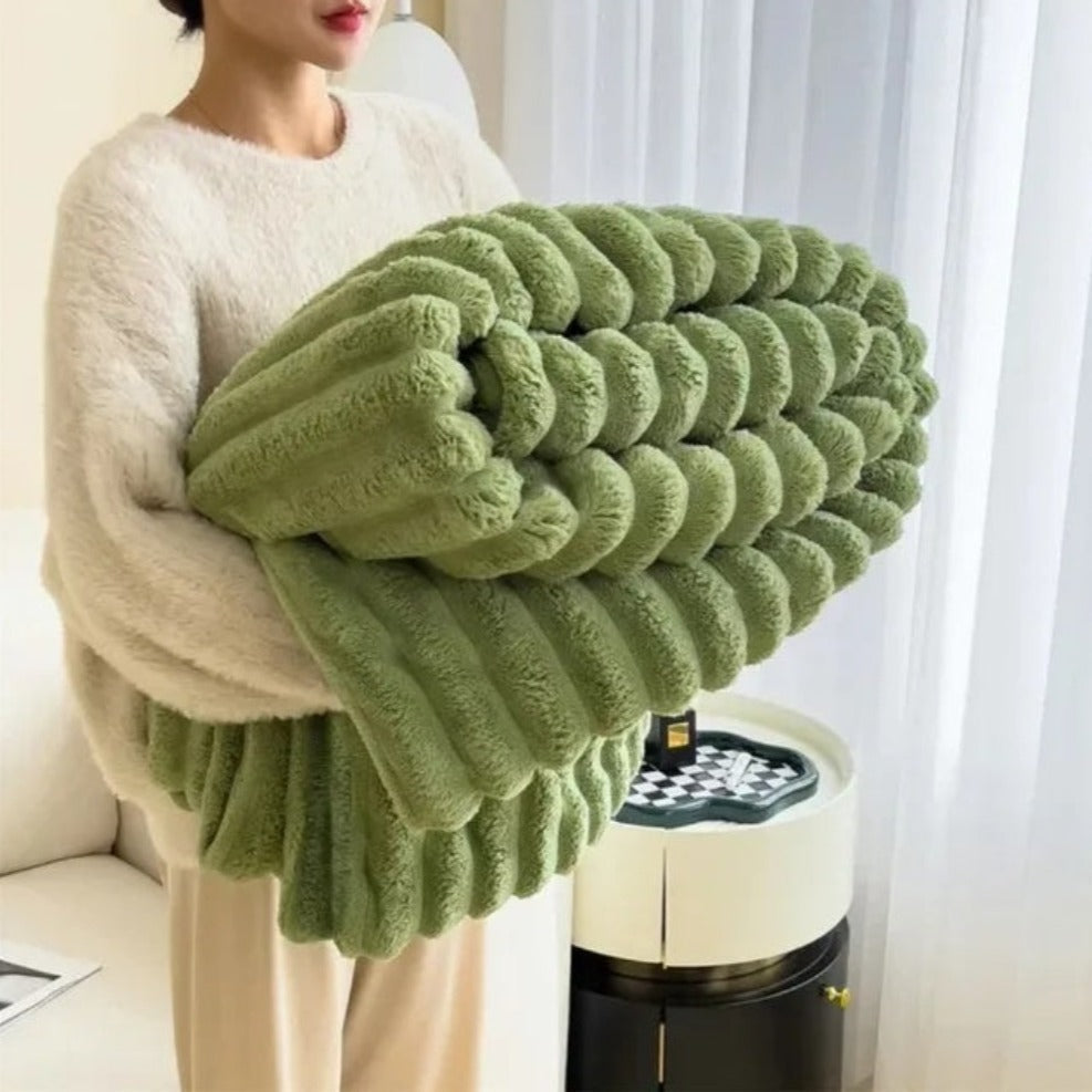 Ribbed Soft Throw Blanket for Warmth, Comfort and Stylish Home Décor