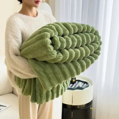 Ribbed Soft Throw Blanket for Warmth, Comfort and Stylish Home Décor