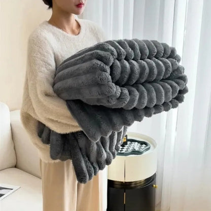 Ribbed Soft Throw Blanket for Warmth, Comfort and Stylish Home Décor