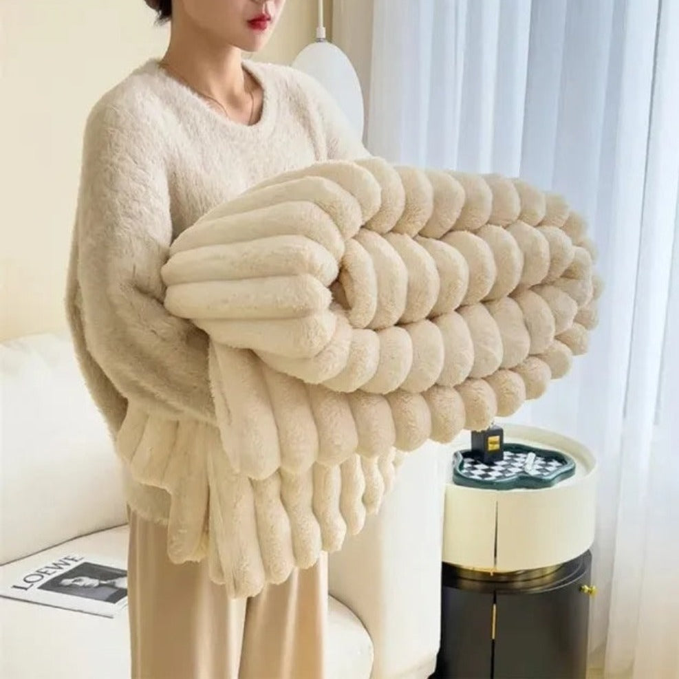 Ribbed Soft Throw Blanket for Warmth, Comfort and Stylish Home Décor