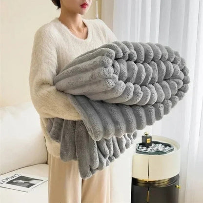 Ribbed Soft Throw Blanket for Warmth, Comfort and Stylish Home Décor