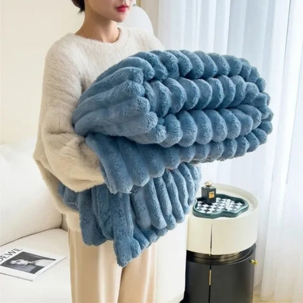 Ribbed Soft Throw Blanket for Warmth, Comfort and Stylish Home Décor