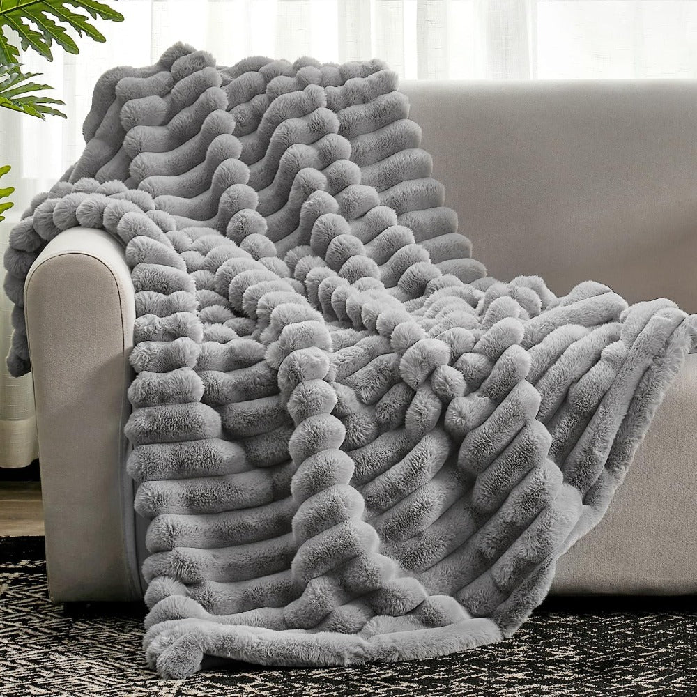 Ribbed Soft Throw Blanket for Warmth, Comfort and Stylish Home Décor