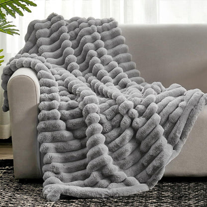 Ribbed Soft Throw Blanket for Warmth, Comfort and Stylish Home Décor