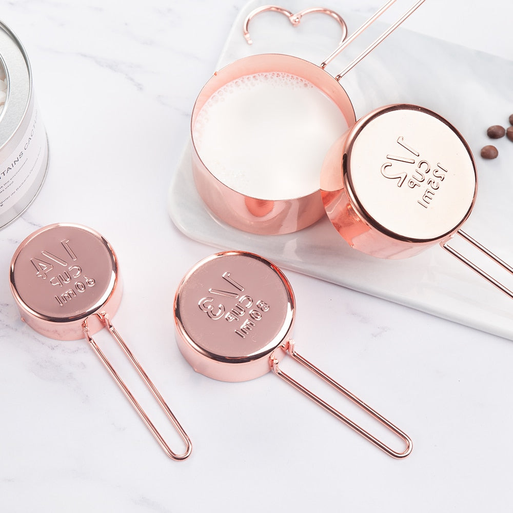 Rose Gold Stainless Steel Measuring Cup and Spoon Set
