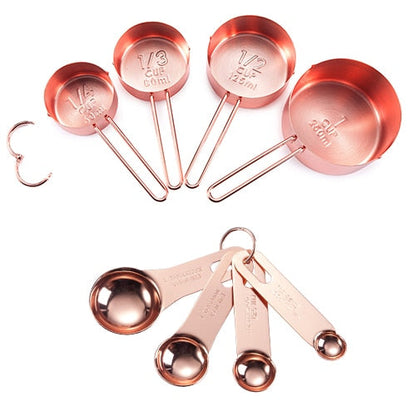 Rose Gold Stainless Steel Measuring Cup and Spoon Set