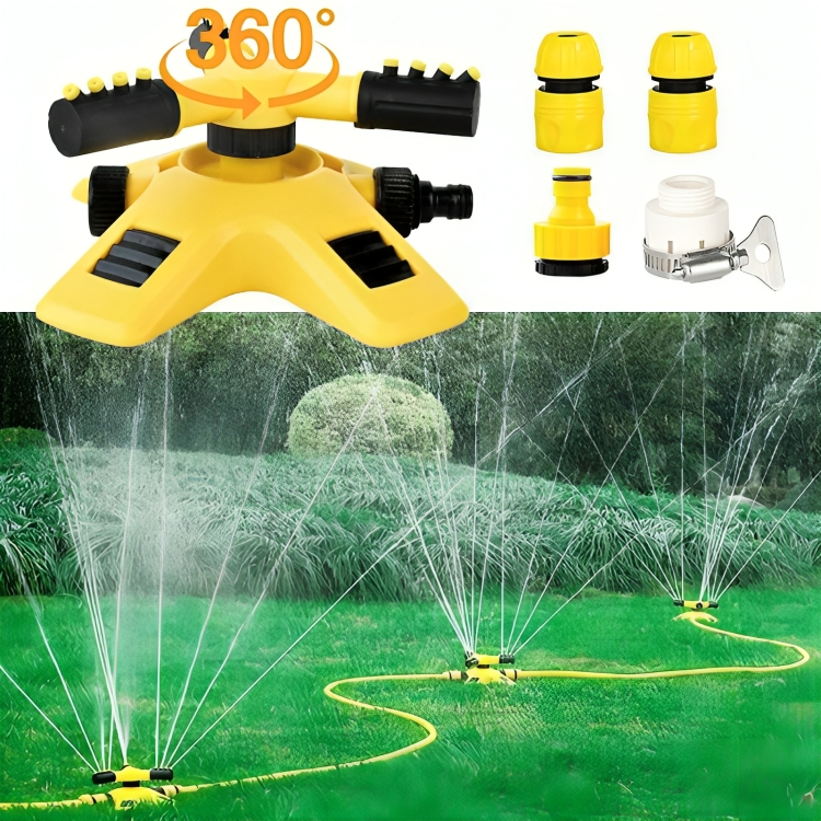 Rotating Lawn Sprinkler with 360 Degree Coverage and Adjustable Spray