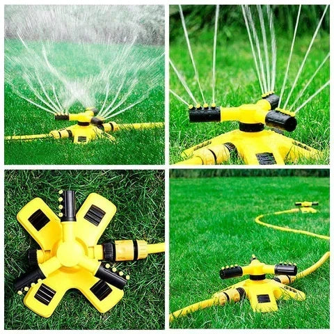 Rotating Lawn Sprinkler with 360 Degree Coverage and Adjustable Spray