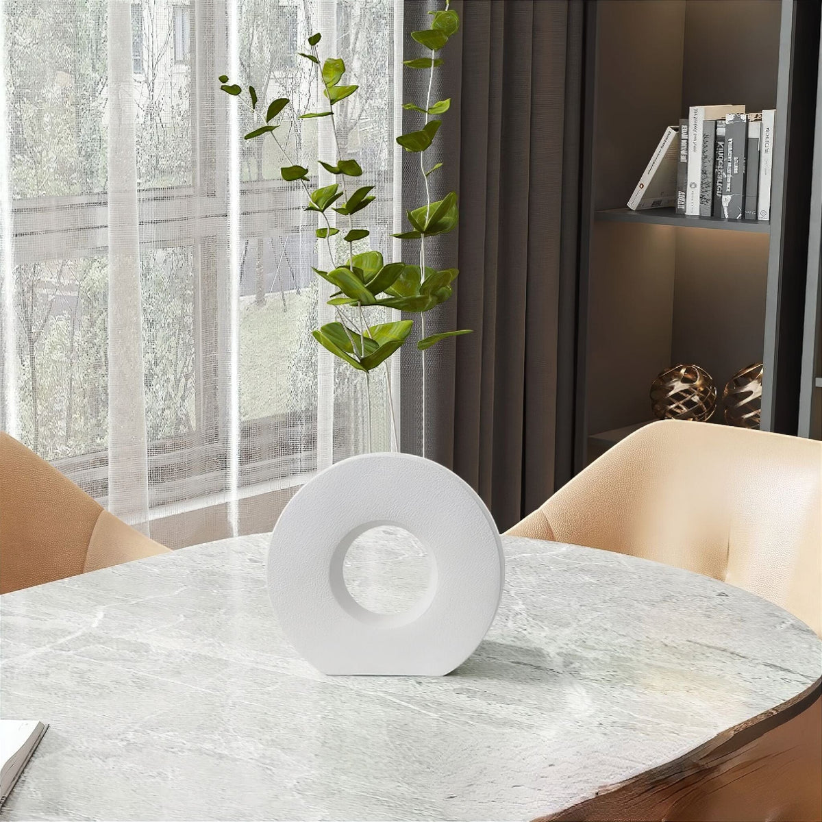 Round Donut-Shaped Ceramic Ring Vase for Modern Home Decor