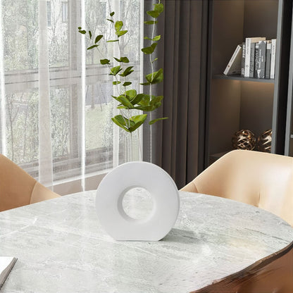 Round Donut-Shaped Ceramic Ring Vase for Modern Home Decor