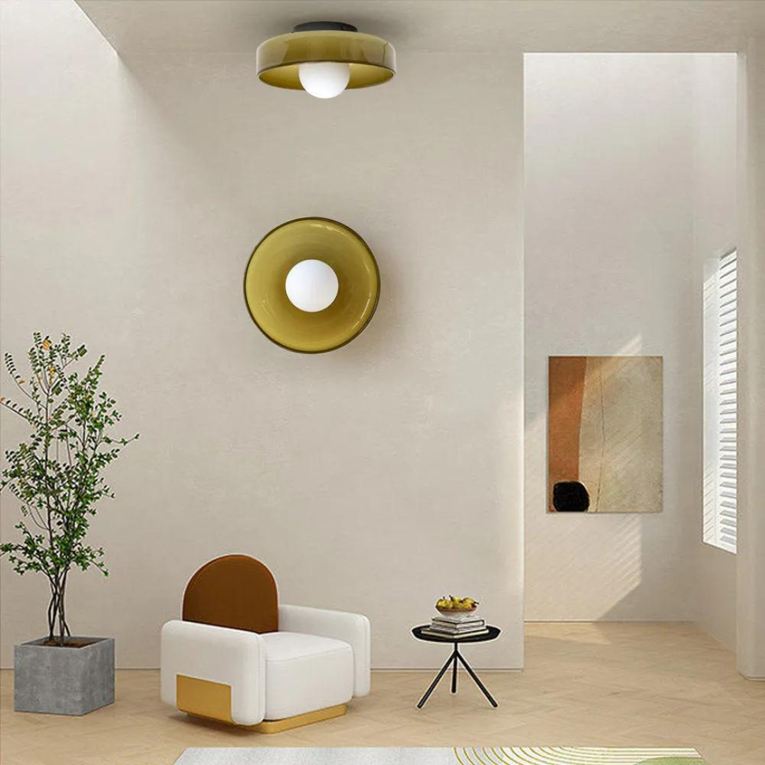 Round Glass Ceiling Lamp with Colour Options and G9 Light Fitting