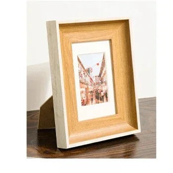 Rustic Wood-Look Picture Frame with Mat for Shelf and Dresser