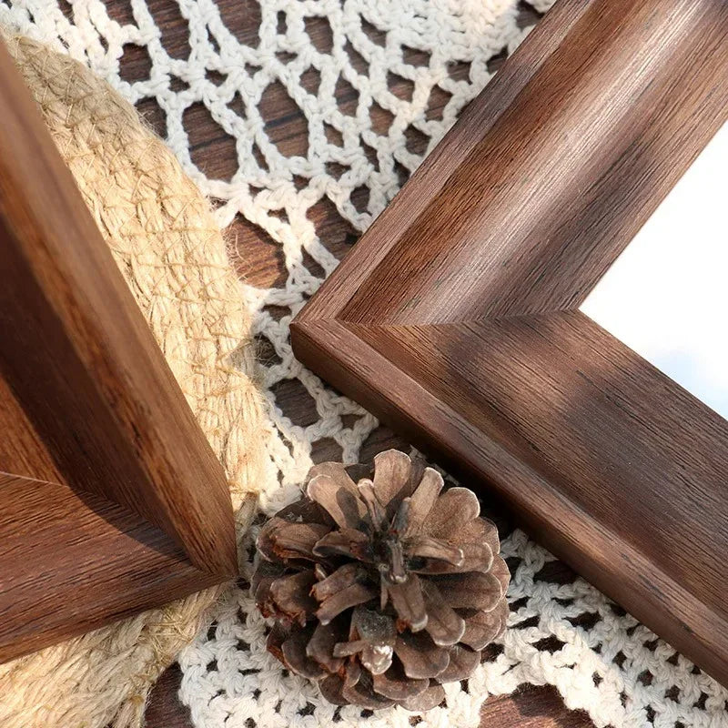 Rustic Wood-Look Picture Frame with Mat for Shelf and Dresser