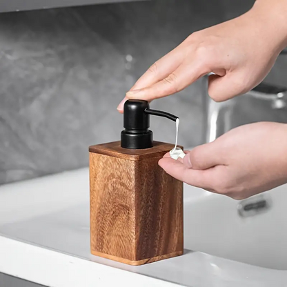 Rustic Wooden Soap and Lotion Dispenser with Matte Black Pump for Bathroom