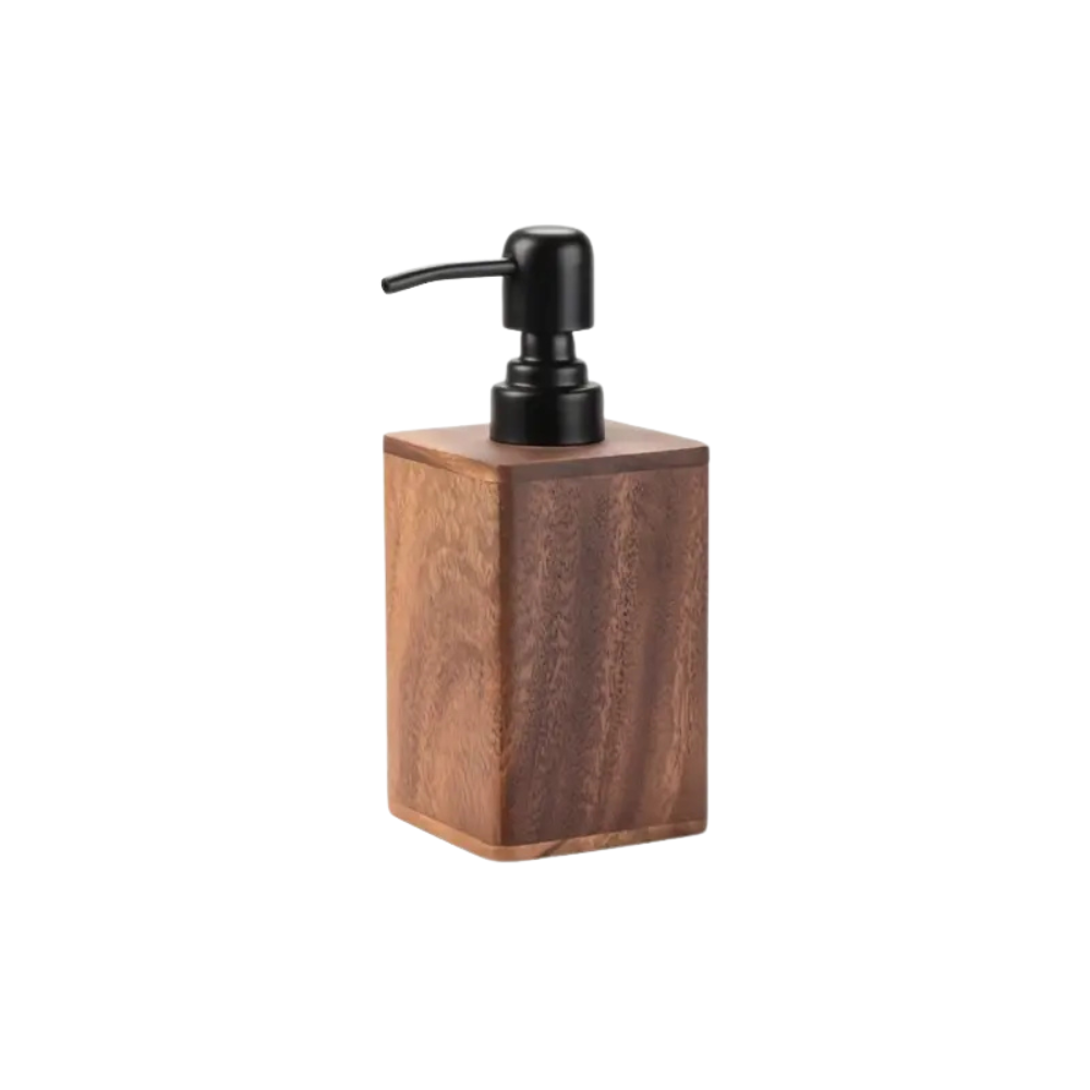 Rustic Wooden Soap and Lotion Dispenser with Matte Black Pump for Bathroom