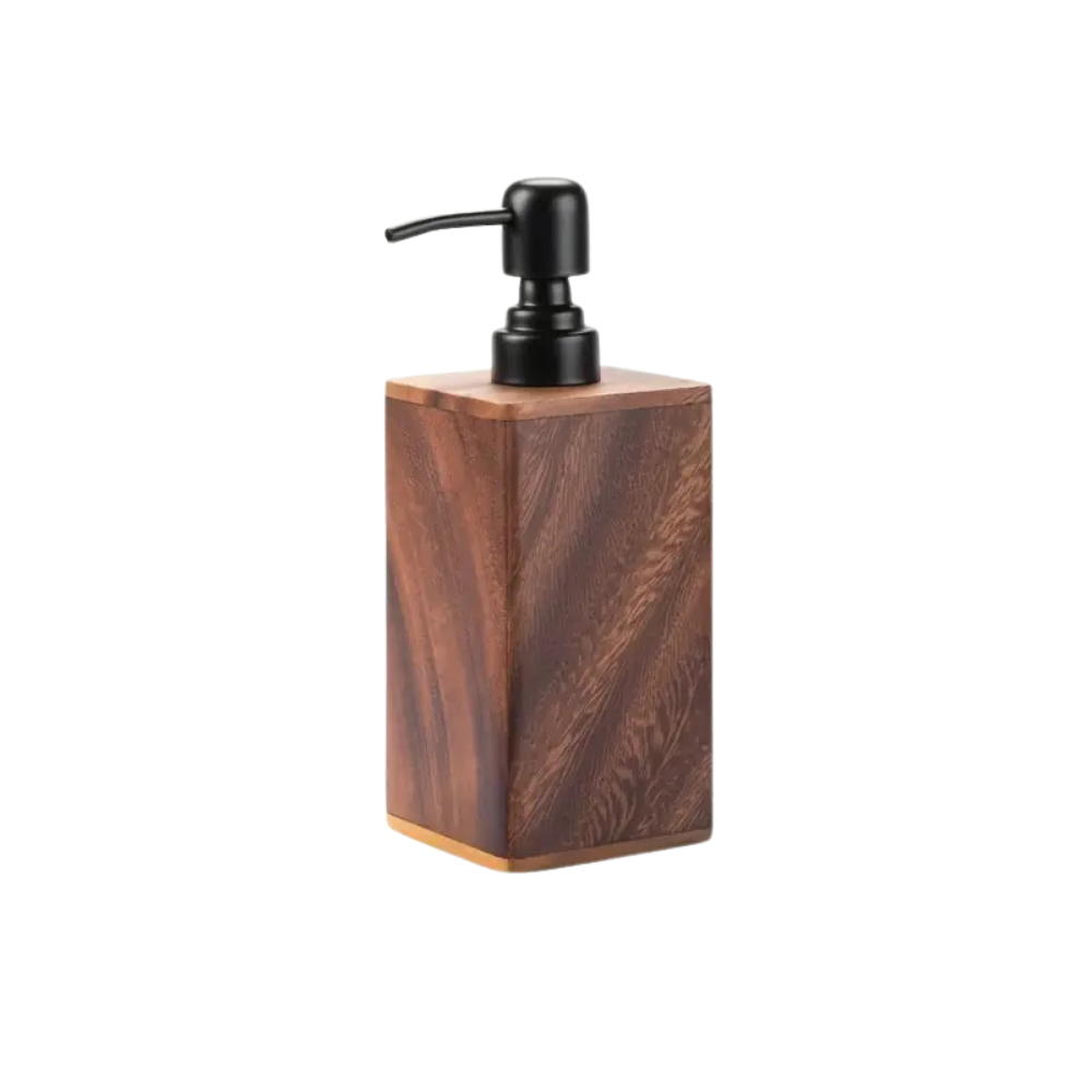 Rustic Wooden Soap and Lotion Dispenser with Matte Black Pump for Bathroom