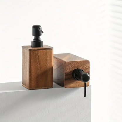 Rustic Wooden Soap and Lotion Dispenser with Matte Black Pump for Bathroom