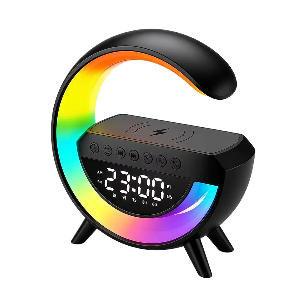 4 in 1 Smart Alarm Clock with Mood Light Speaker and Wireless Charger