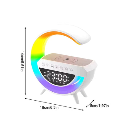 4 in 1 Smart Alarm Clock with Mood Light Speaker and Wireless Charger
